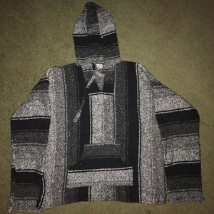 Grey, white, black stripped sweater